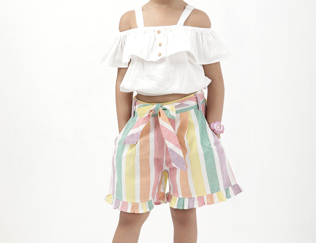 Girls Skirt - Vibrant Stripes | Multicolor | Cotton