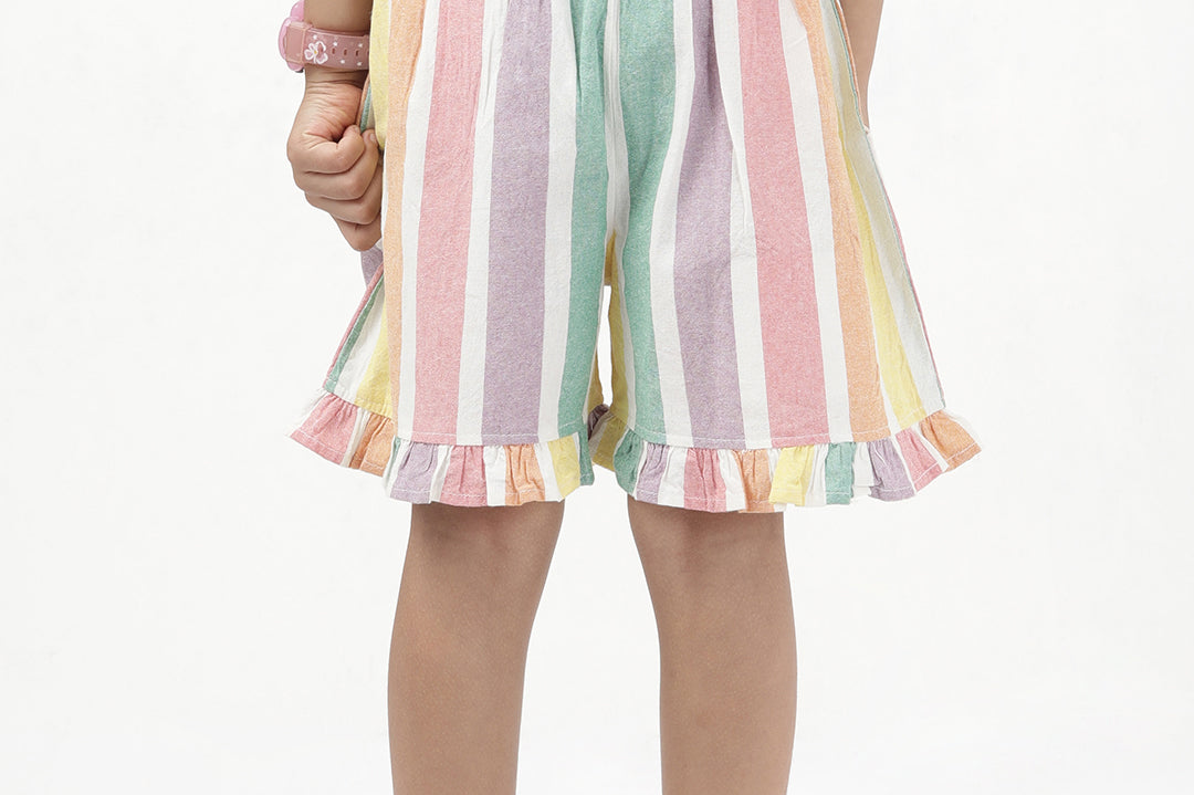 Girls Skirt - Vibrant Stripes | Multicolor | Cotton back view