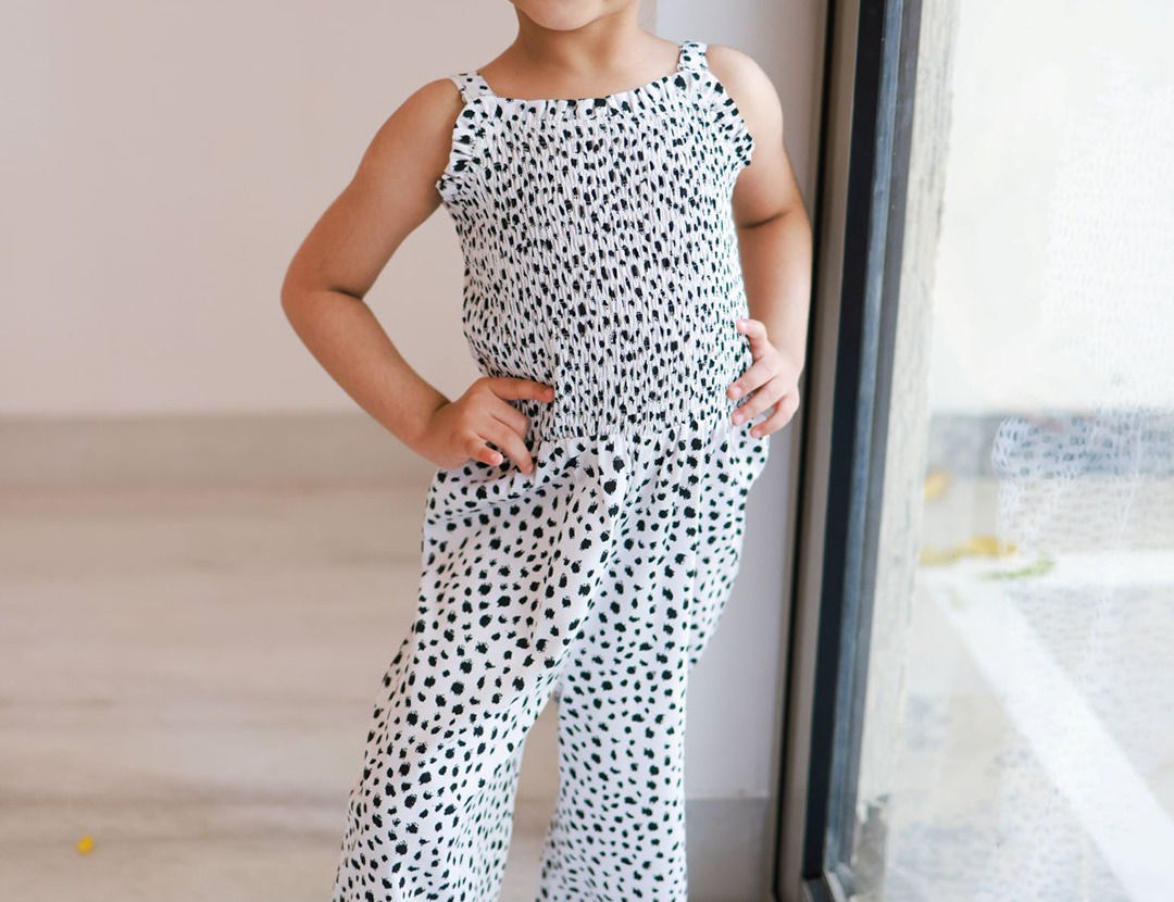 All Over Printed Smocked Jumpsuit