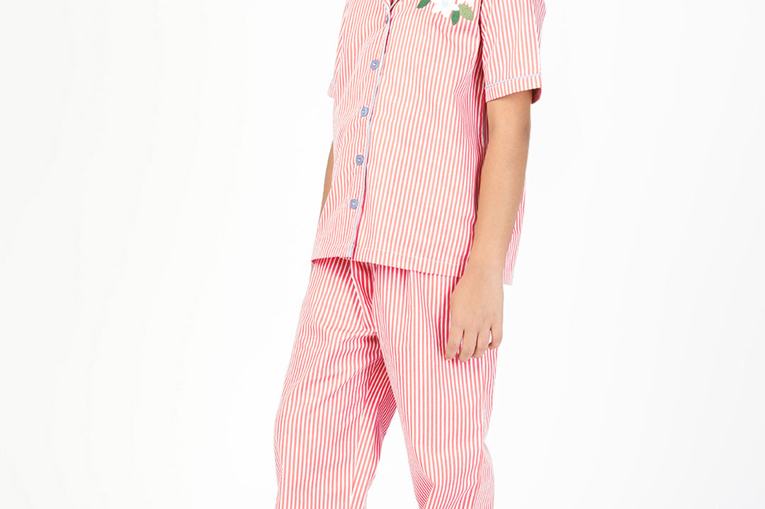 Girls Cotton Y/D Stripe Nightwear - Striped Dreams Pinkside view