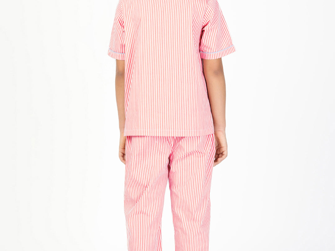 Girls Cotton Y/D Stripe Nightwear - Striped Dreams Pink back view