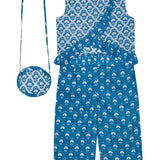 Budding Bees Blue Girls Top-Pant Set with Bag