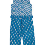 Budding Bees Blue Girls Top-Pant Set with Bag back view
