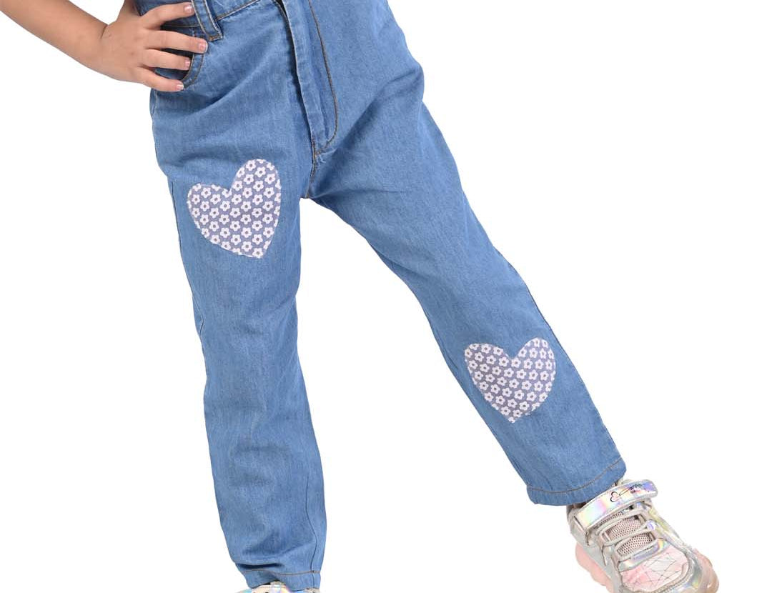 Stylish Girl Denim Pants with Heart Fabric Patch by Budding Bees