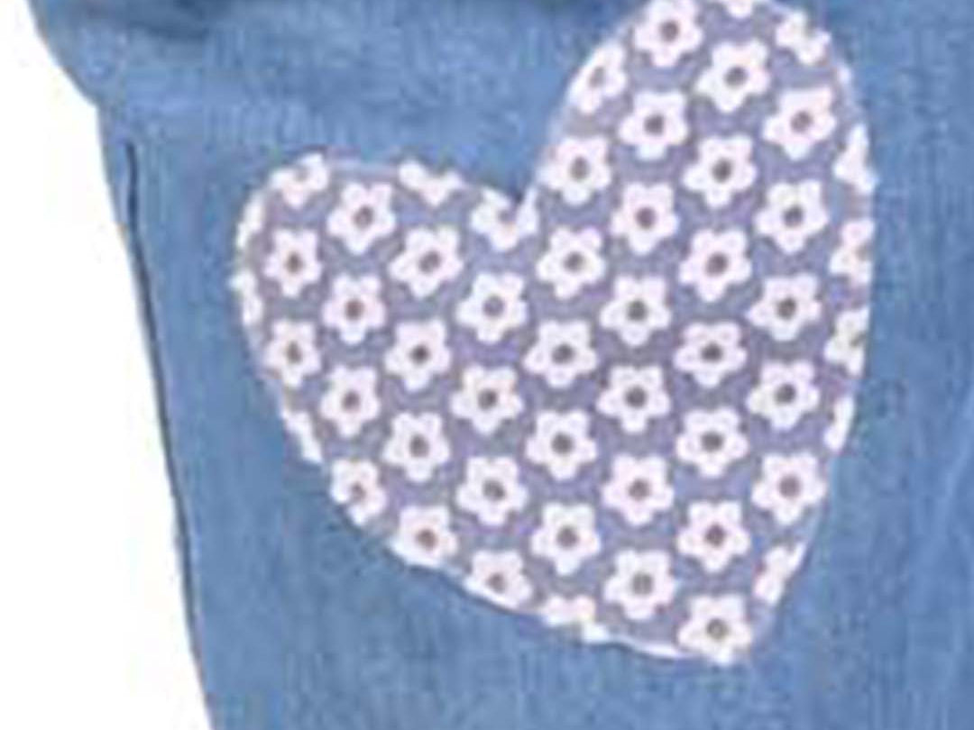 Stylish Girl Denim Pants with Heart Fabric Patch by Budding Bees close view