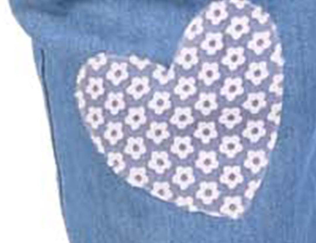 Stylish Girl Denim Pants with Heart Fabric Patch by Budding Bees close view