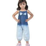Girls' Jumpsuit with Ombre Effect and Attached Bow