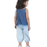 Girls' Jumpsuit with Ombre Effect and Attached Bow back view