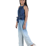 Budding Bees Girls Denim Jumpsuit with Ombre Effect side view