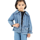 Blue Denim girls Jacket with Pocket Embroidery