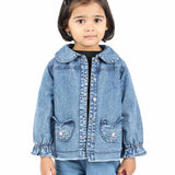 Blue Denim girls Jacket with Pocket Embroidery