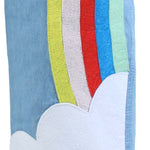 Budding bees blue denim pant for girls with Rainbow Felt close view