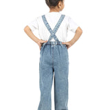 Stylish Blue Denim Dungaree with Heart Fur patch back view