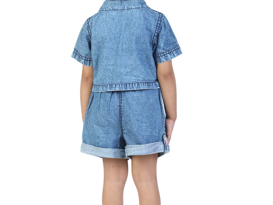 Girls' Dress Set with Thread Embroidery on the Pocket back view