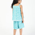 Dreamy Prints Rayon Nightwear Set For Girls-Sky Blue BACK VIEW