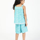 Dreamy Prints Rayon Nightwear Set For Girls-Sky Blue BACK VIEW