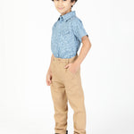 Boys Set of Printed Shirt and Pants-Blue side view