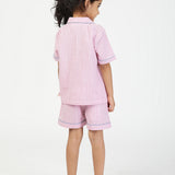 Girls y/d Printed Nightwear Set-Pink back view