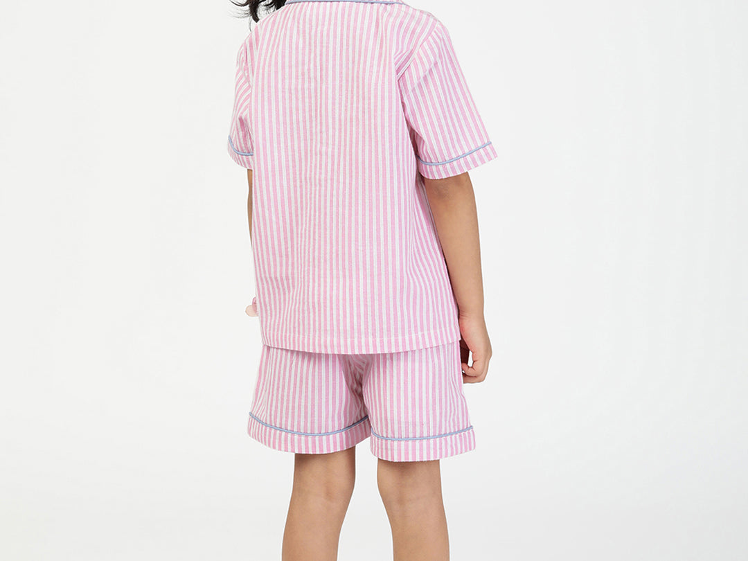 Girls y/d Printed Nightwear Set-Pink back view