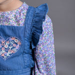 Girls Heart-Embroidered Jumper Dress for Girls close view