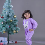 Girls Purple Bunny Charm Onesie in Jersey Fleece by Budding Bees side second view