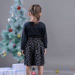 Girls floral print Casual Dress with Floral Neck Embroidery back view