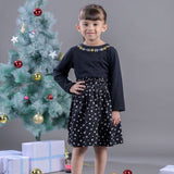 Girls floral print Casual Dress with Floral Neck Embroidery 2nd