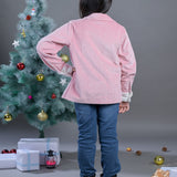 Budding bees girls pink and white sherpa jacket back view