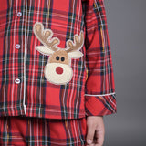 Red Checked Nightwear Set with Cute santa patch close view