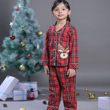 Red Checked Nightwear Set with Cute santa Patch side view