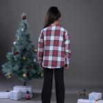 Budding bees Wool Blend Plaid checked Shackets for girls back view