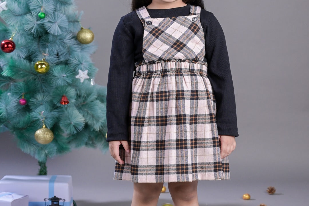 Budding Bees Brown Check Delight Girls Dress Set