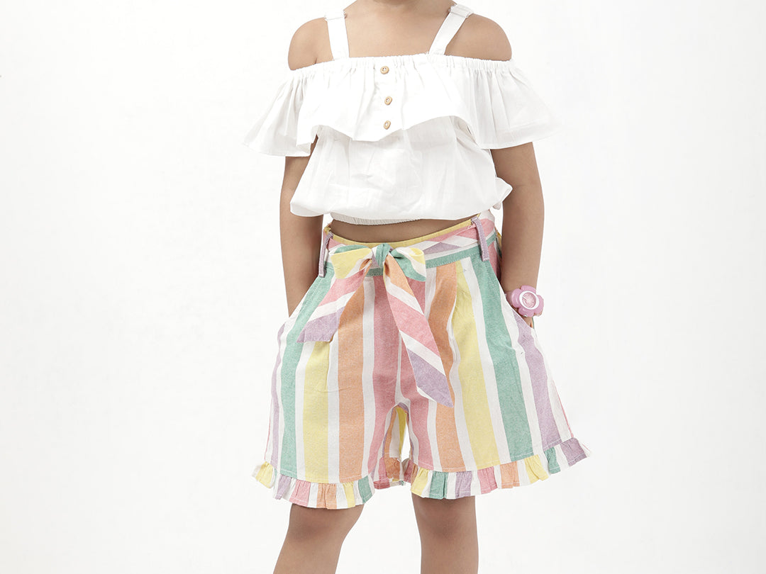 Girls Skirt - Vibrant Stripes | Multicolor | Cotton