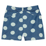 Denim Delight: Blue Polka Dot Shorts front view