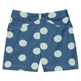 Denim Delight: Blue Polka Dot Shorts front view