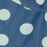 Denim Delight: Blue Polka Dot Shorts close view