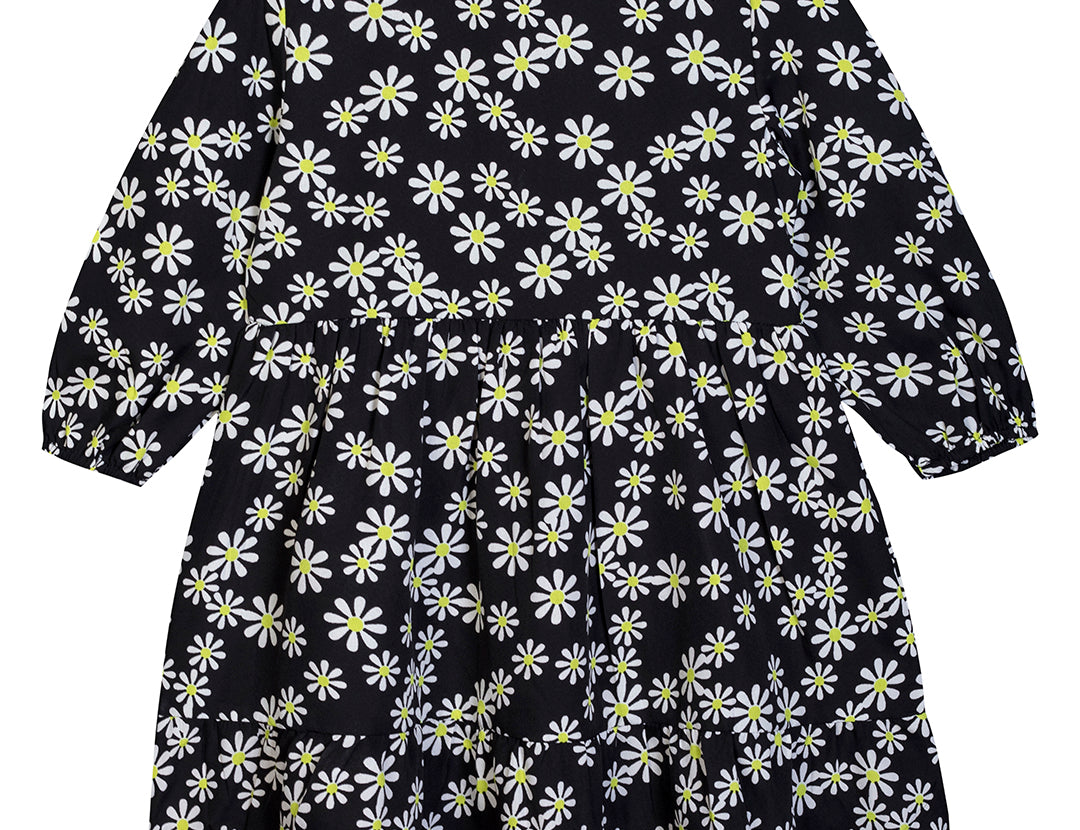 budding bees All Over Printed Pleated Floral Dress back view