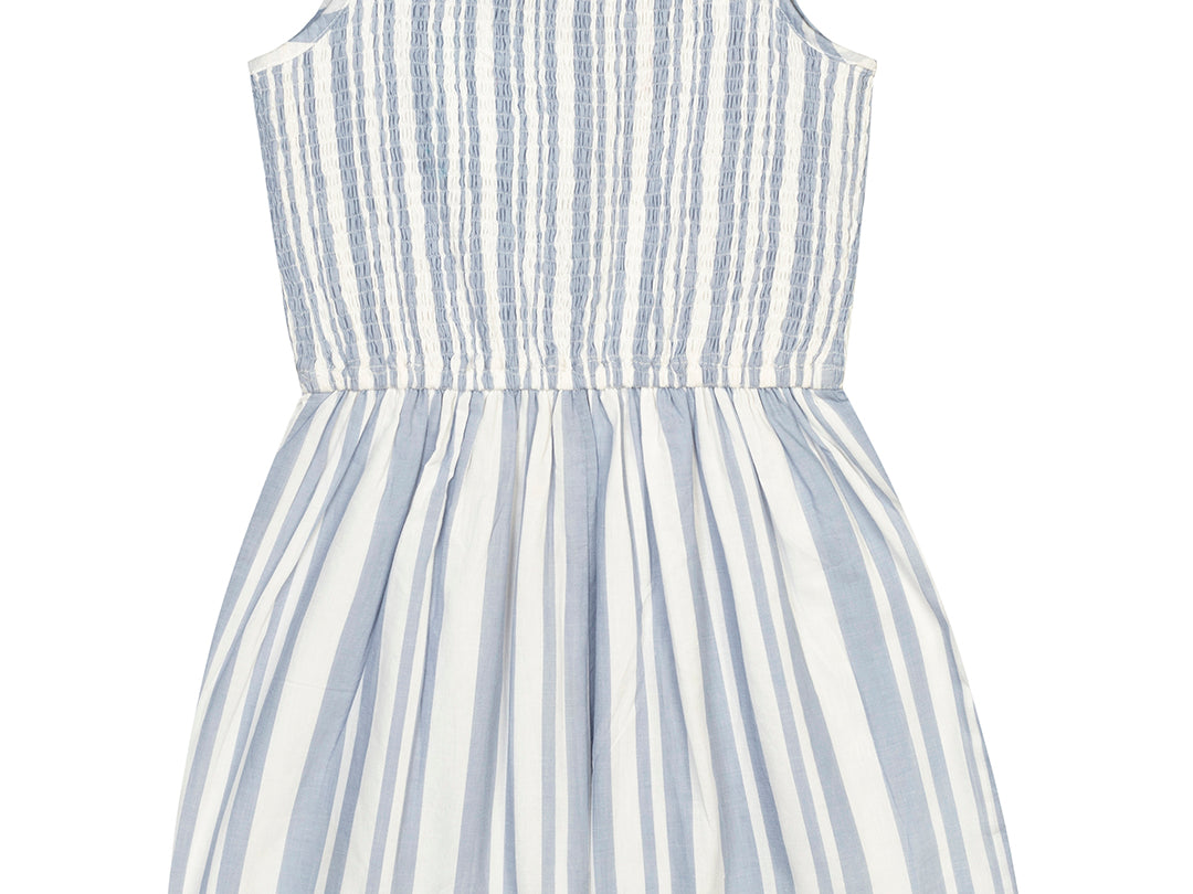 Blue Striped Smocked Playsuit back view