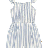 Blue Striped Smocked Playsuit front view