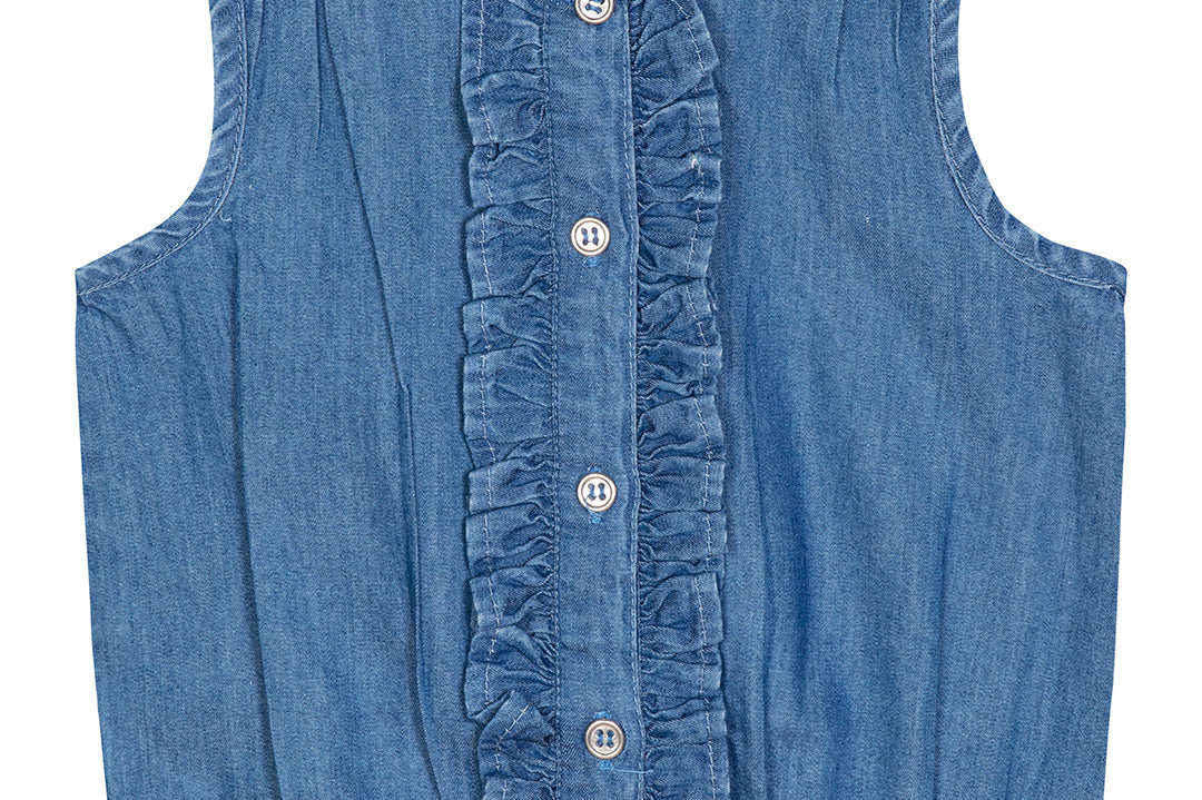 Budding bees Blue Rayon Stripe Blouse for Girls  front view