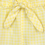 Girls Cotton Yellow Check Short Close view
