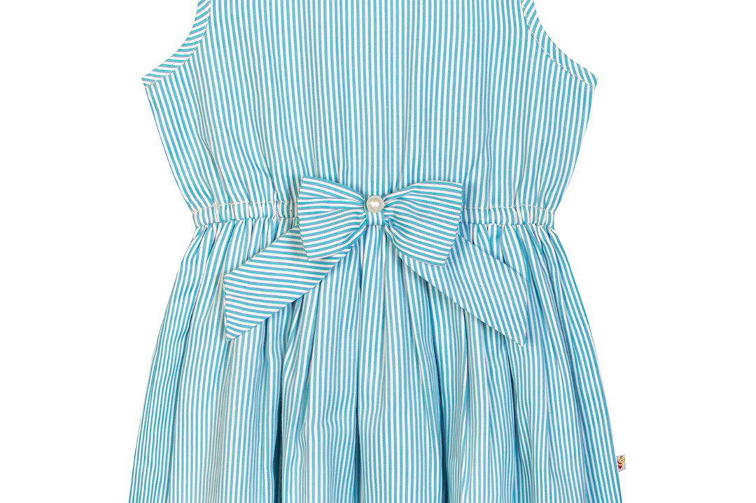 Blue Bow Dress for Girls front view
