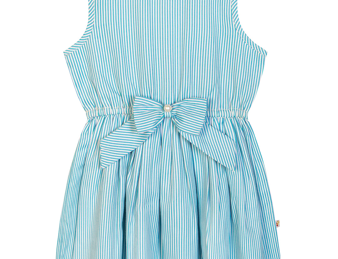 Blue Bow Dress for Girls front view