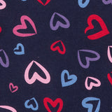 Blue Heart Printed Cotton Jersey Top-Payjama Set fabric view