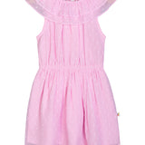 Girls Pink Georgette Solid Fit & Flare Dress