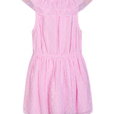 Girls Pink Georgette Solid Fit & Flare Dress back view