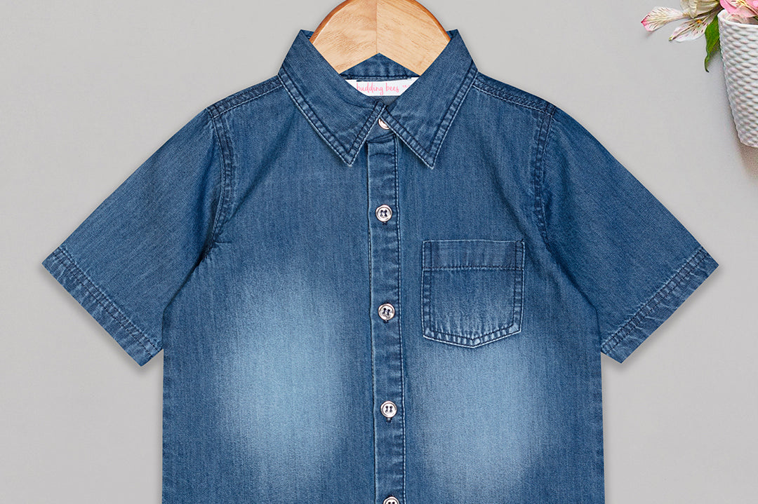 Boys Blue Denim Shirt front