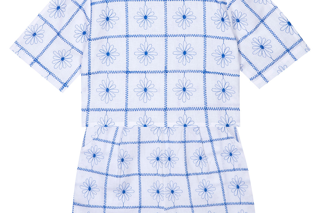 Top-Short Set with Heavenly Elegance Embroidery